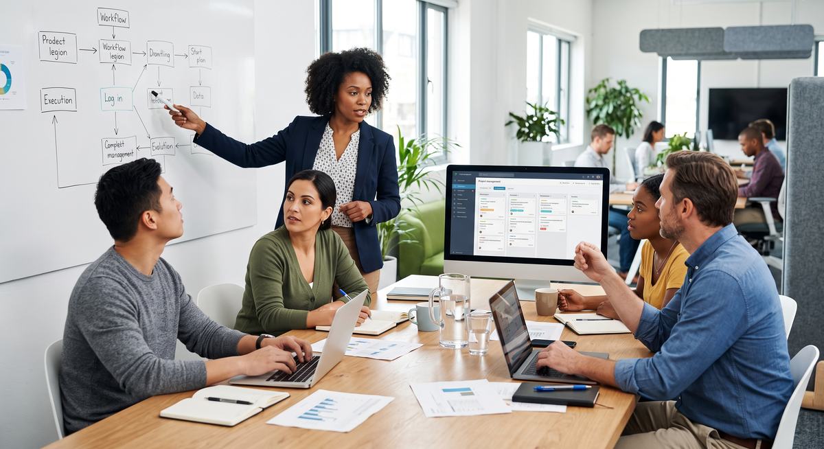 Team reviewing a workflow together